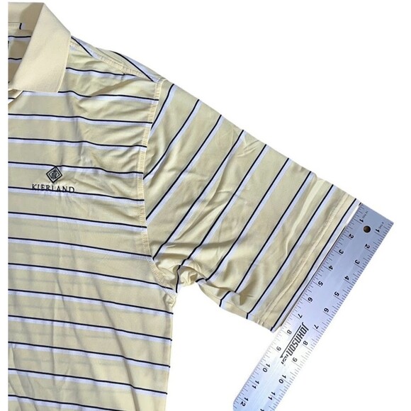 Footjoy FJ Mens Golf Polo Shirt Size Medium Yellow Stripe Short Sleeve Stretch - Picture 11 of 13